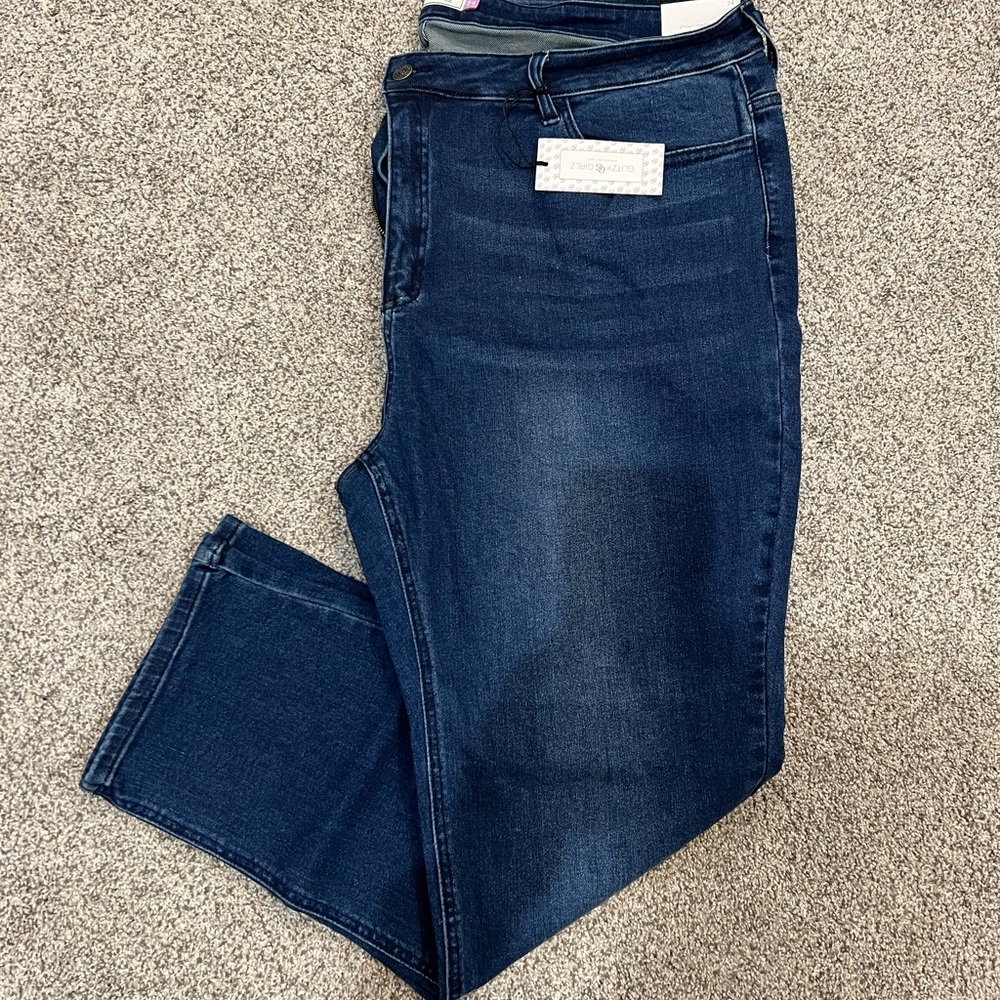 Glitzy Girlz Women’s Plus Dark Blue Denim Jeans